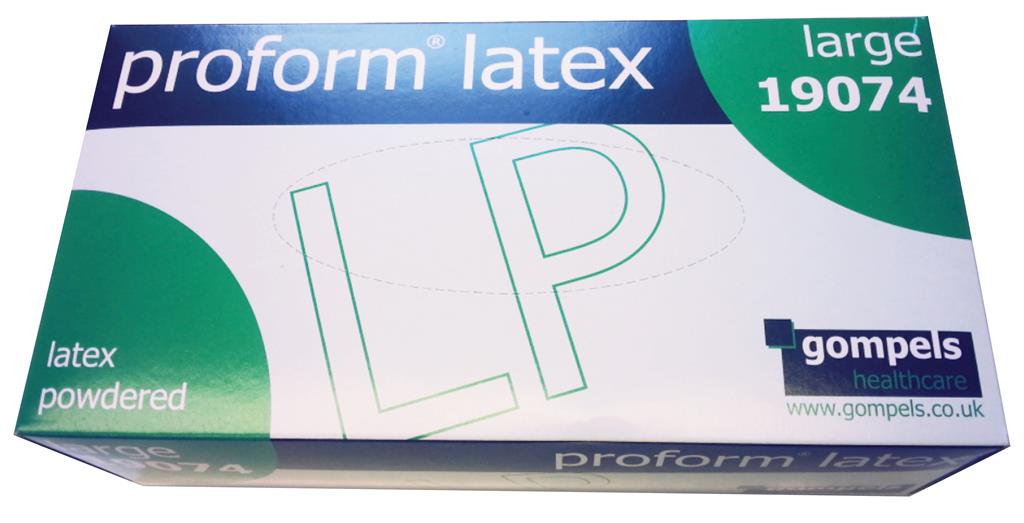 LATEX GLOVES SIZE LARGE BOX of 100