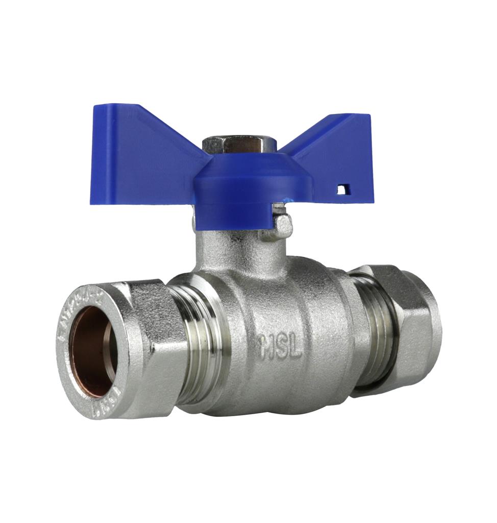 15MM BUTTERFLY BALL VALVE DUAL HANDLES RED & BLUE