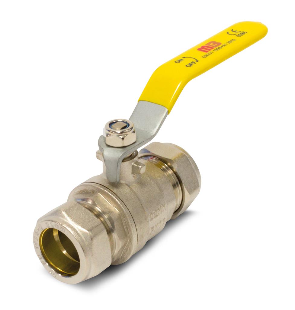 35mm LEVER BALL VALVE YELLOW GAS