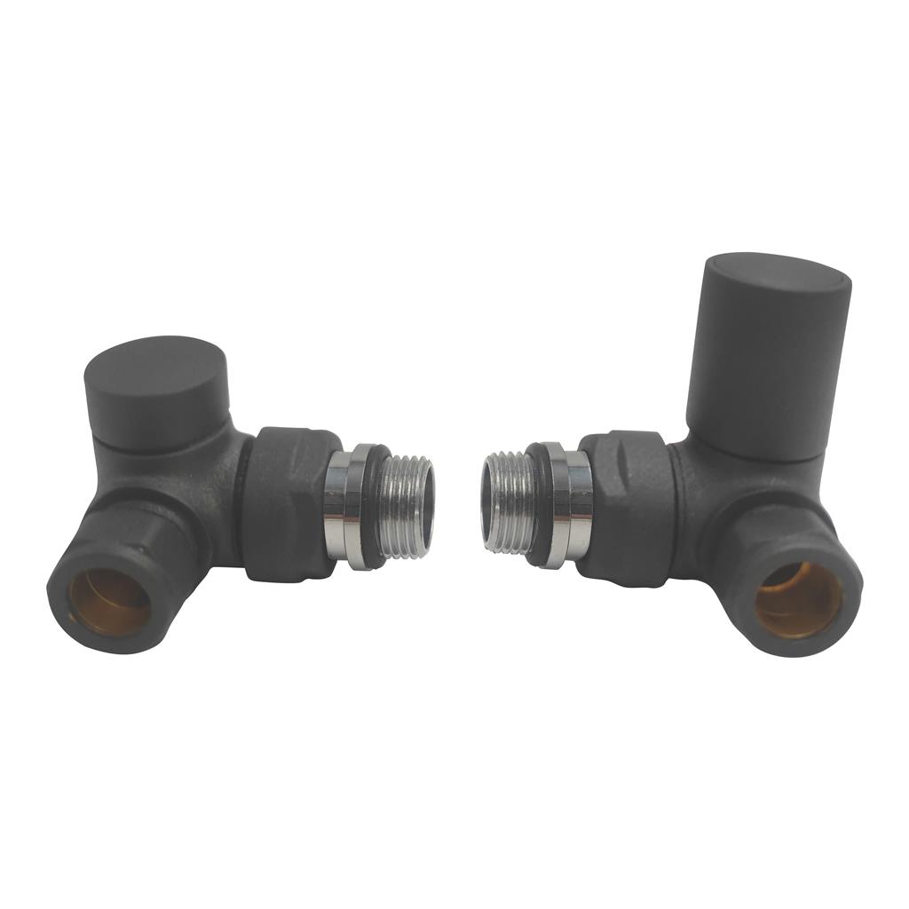 15mm CORNER TOWEL WARMER VALVE TWIN ANTHRACITE