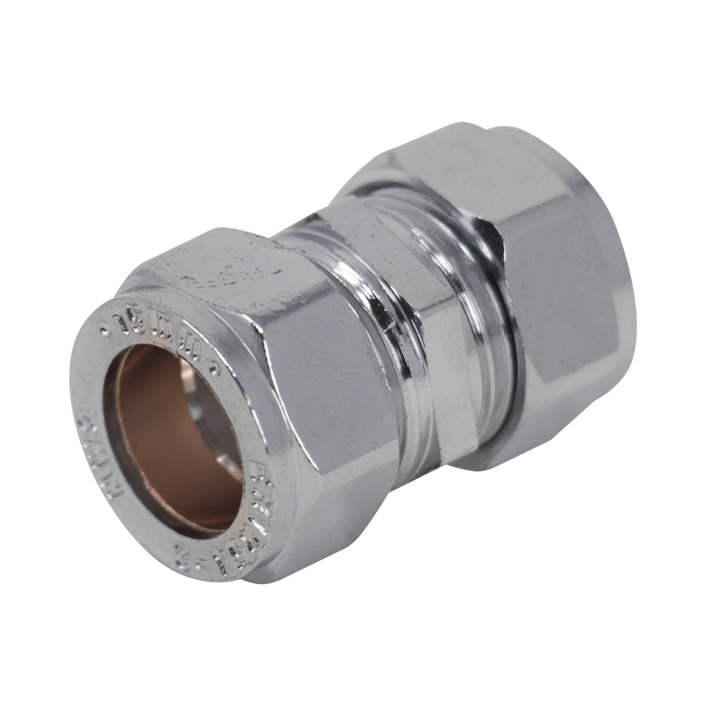 CHROME COMPRESSION 35mm STRAIGHT COUPLINGS