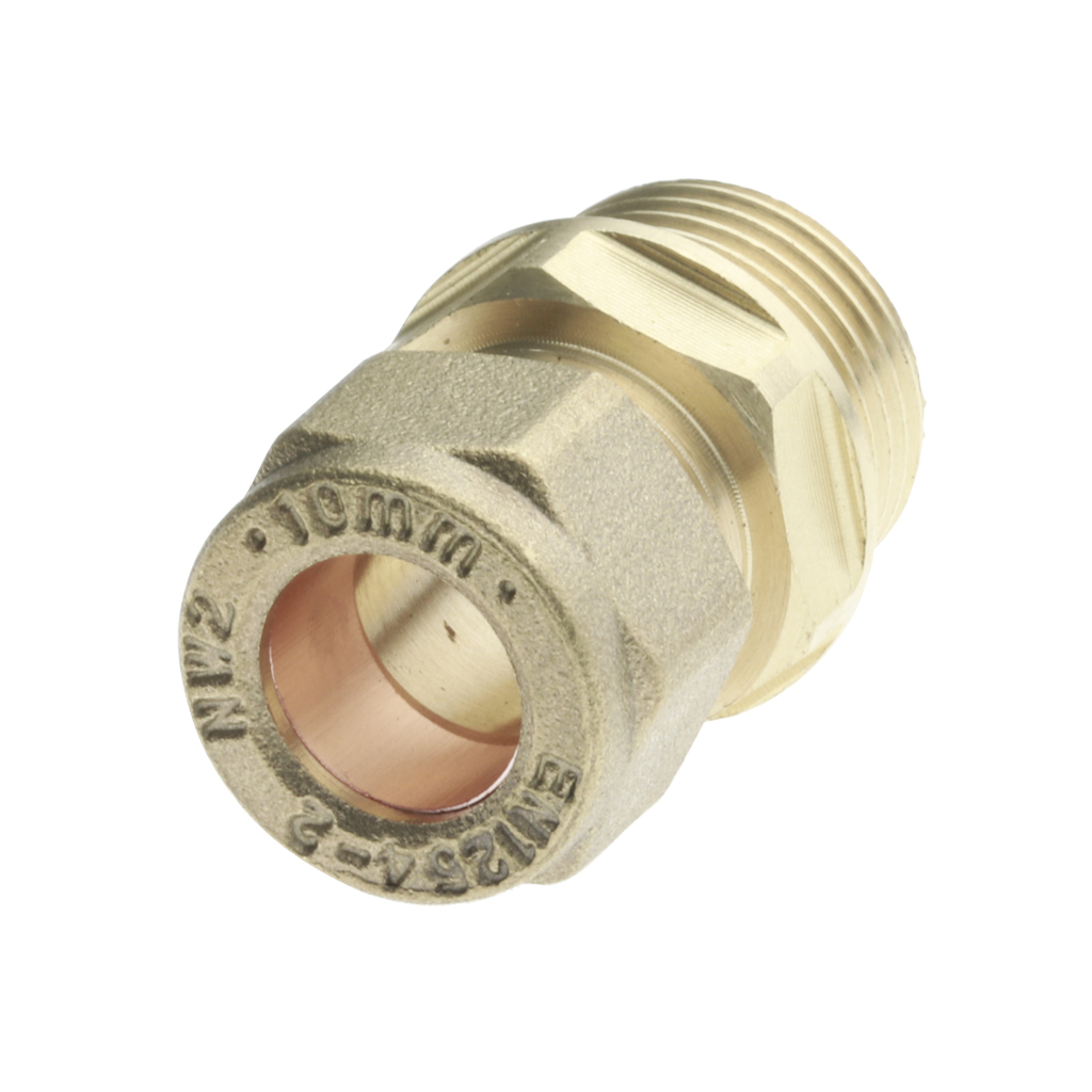 COMPRESSION 10mm x 3/8" STRAIGHT CONNECTOR MALE IRON