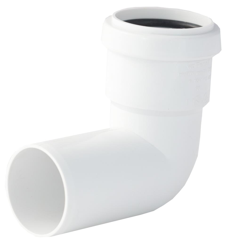 WASTE PUSH FIT 40mm 90 DEGREE CONVERSION BEND WHITE