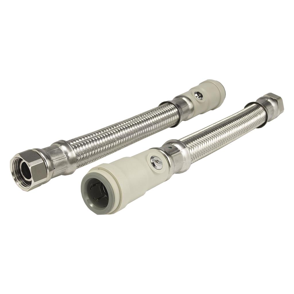 SPEEDFIT 15mm x 1/2" x 300mm FLEXIBLE TAP CONNECTOR WITH ISOLATING VALVE FLX37P