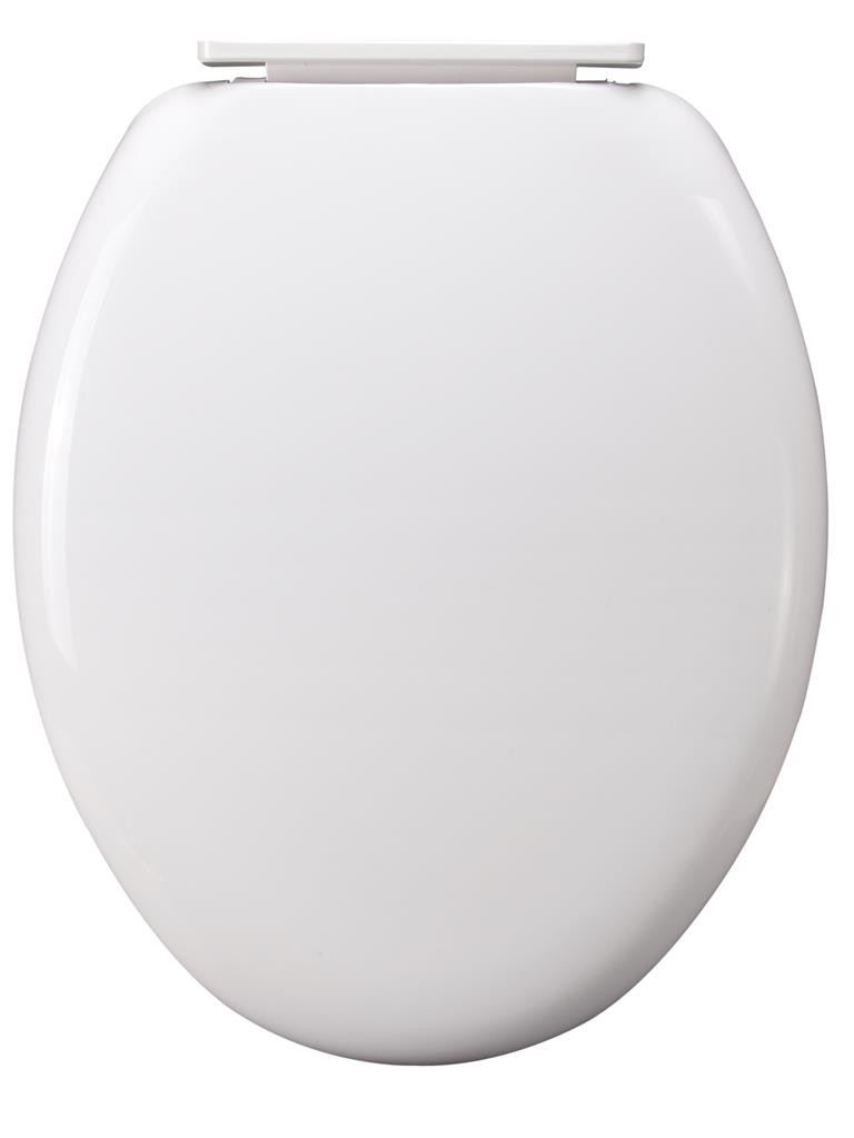 SOFT CLOSE TOILET SEAT WHITE WITH PLASTIC HINGES