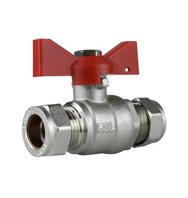 15MM BUTTERFLY BALL VALVE DUAL HANDLES RED & BLUE