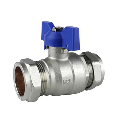 22MM BUTTERFLY BALL VALVE DUAL HANDLES RED & BLUE