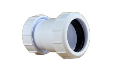 PLASTIC COMPRESSION 40mm x 32mm REDUCING COUPLING WHITE