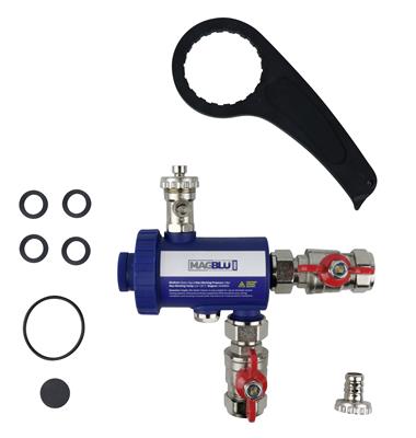 MAGBLU MINI 22mm OFFSET MAGNETIC BOILER CLEANSER WITH 2 VALVES