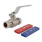 15mm FULL BORE DUAL LEVER BALL VALVE  - 2 Handles Red & Blue